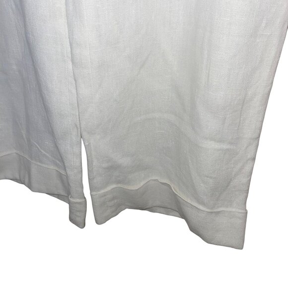 Celine Womens Trousers Size 46 White Wide Leg Pockets Classic Pure Linen - Picture 4 of 9